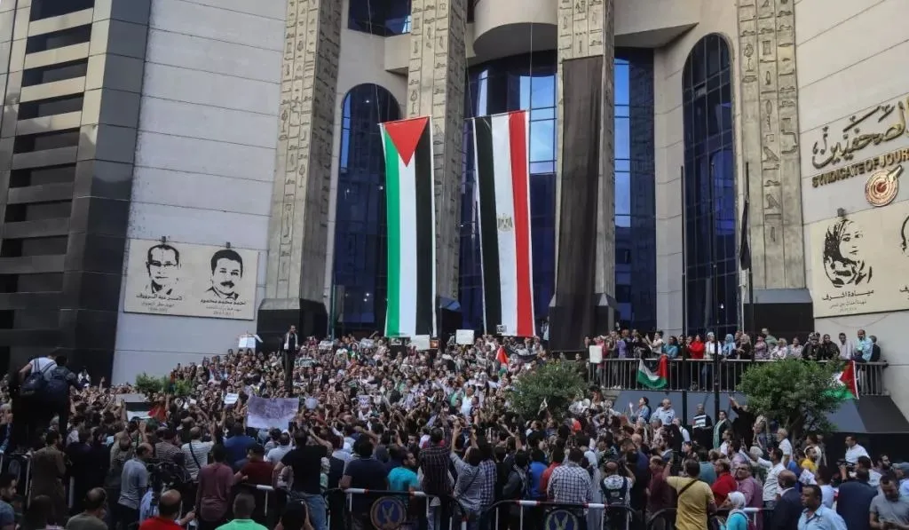 نقابة الصحفيين تنظم وقفة تضامنية لدعم قافلة صمود
