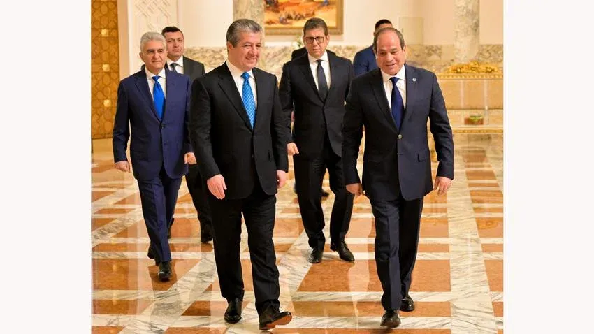 السيسي يستقبل رئيس حكومة كردستان - العراق