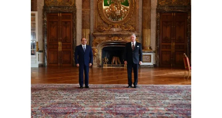 السيسي يلتقي ملك بلجيكا بالقصر الملكي ببروكسل