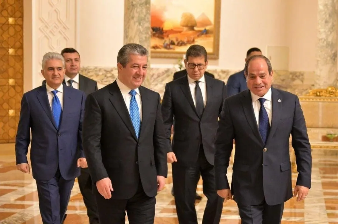 رئيس وزراء إقليم كردستان يلتقي السيسي لبحث الاستقرار الإقليمي والتجارة